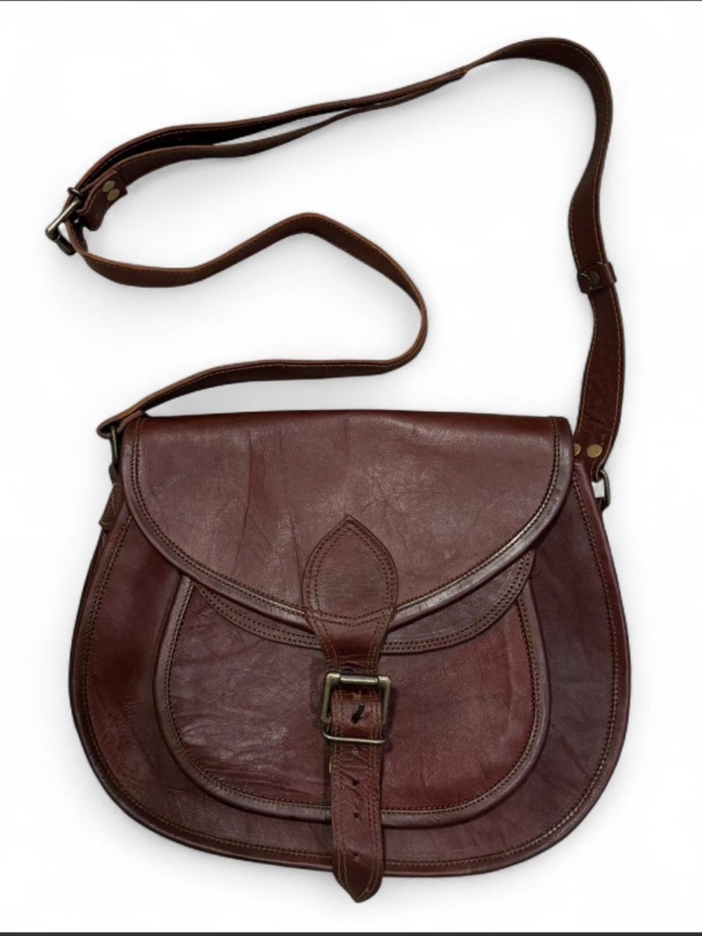 Vintage Brown Leather Crossbody Bag